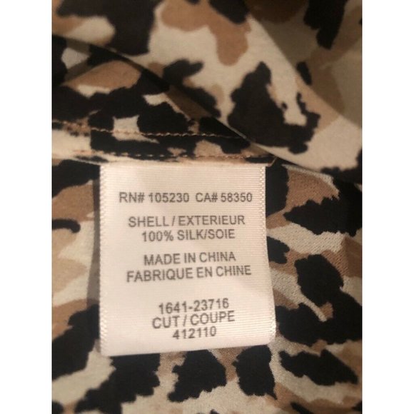 JOIE Womens Blouse Multicolor Leopard Print Long Sleeve Notch Neck 100% Silk S - Picture 6 of 8
